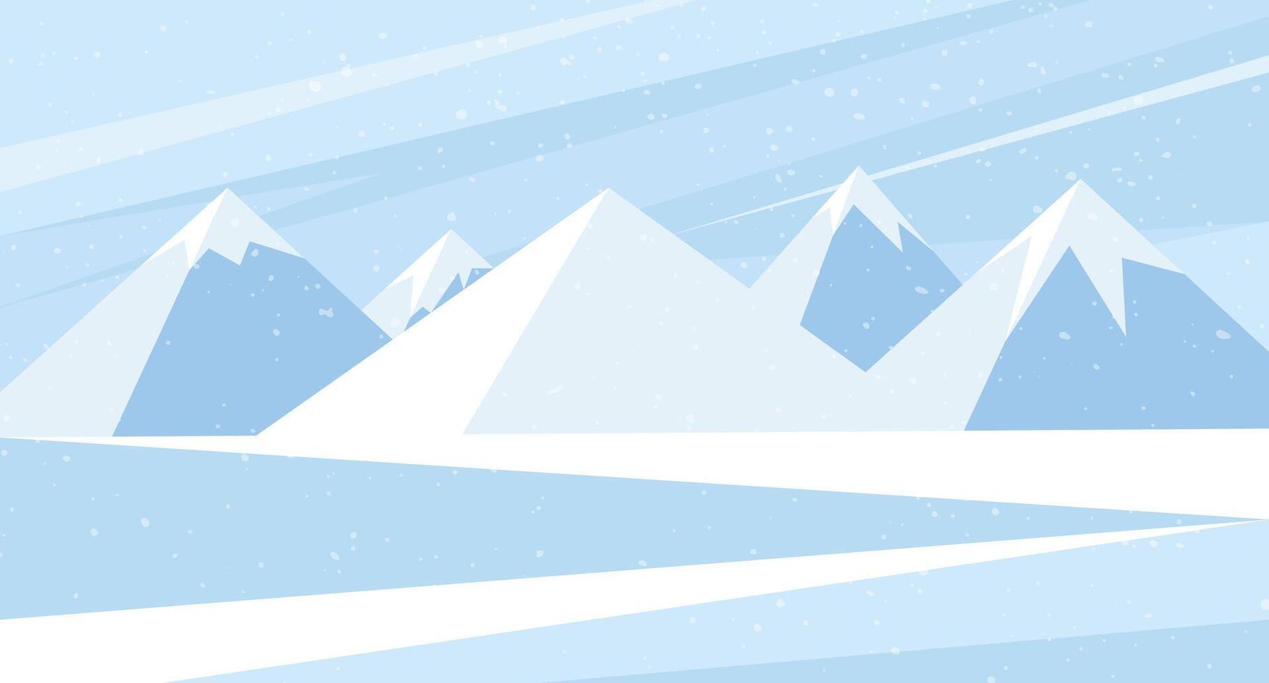 Abstract winter mountain landscape with snowy peaks. Minimalistic winter background. vector