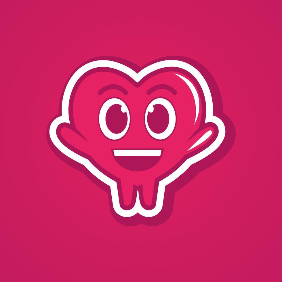 Cute heart character illustration vector