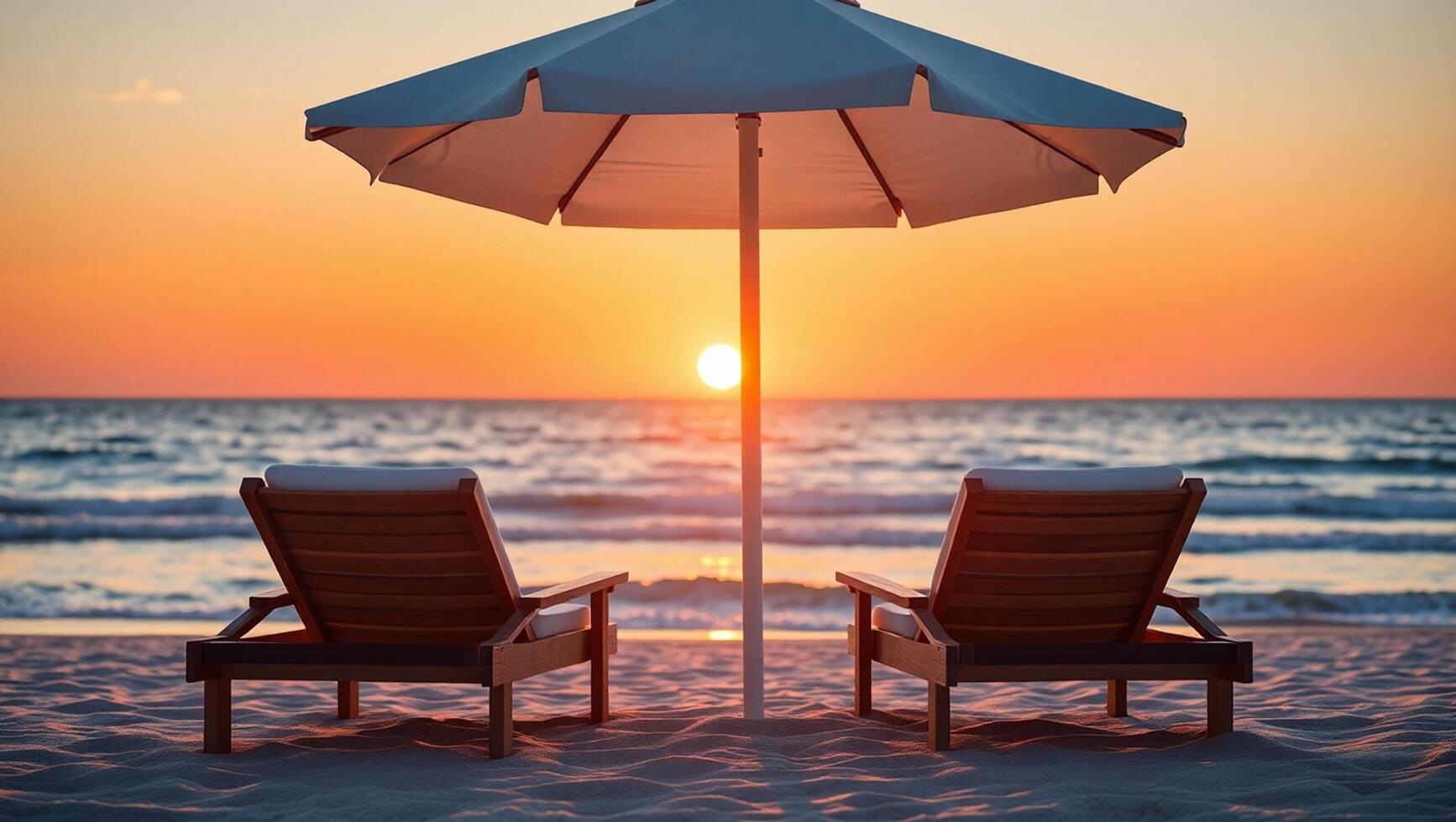 Sun And Stillness Elegant Loungers in Peaceful By the Sea photo