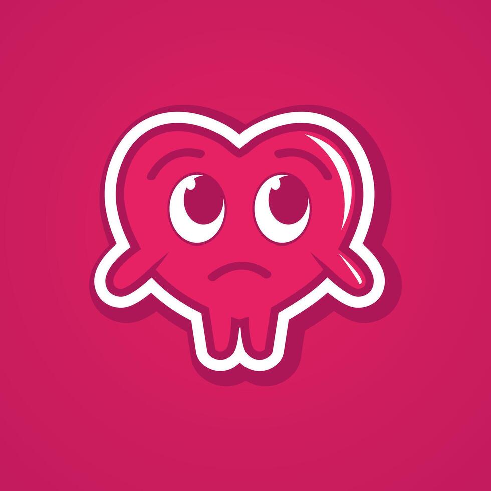 Cute pink heart character vector