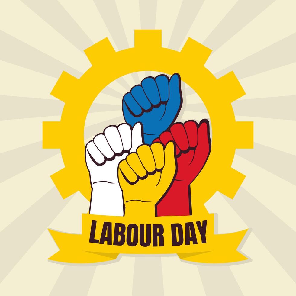 Labour Day themed illustration with fists vector