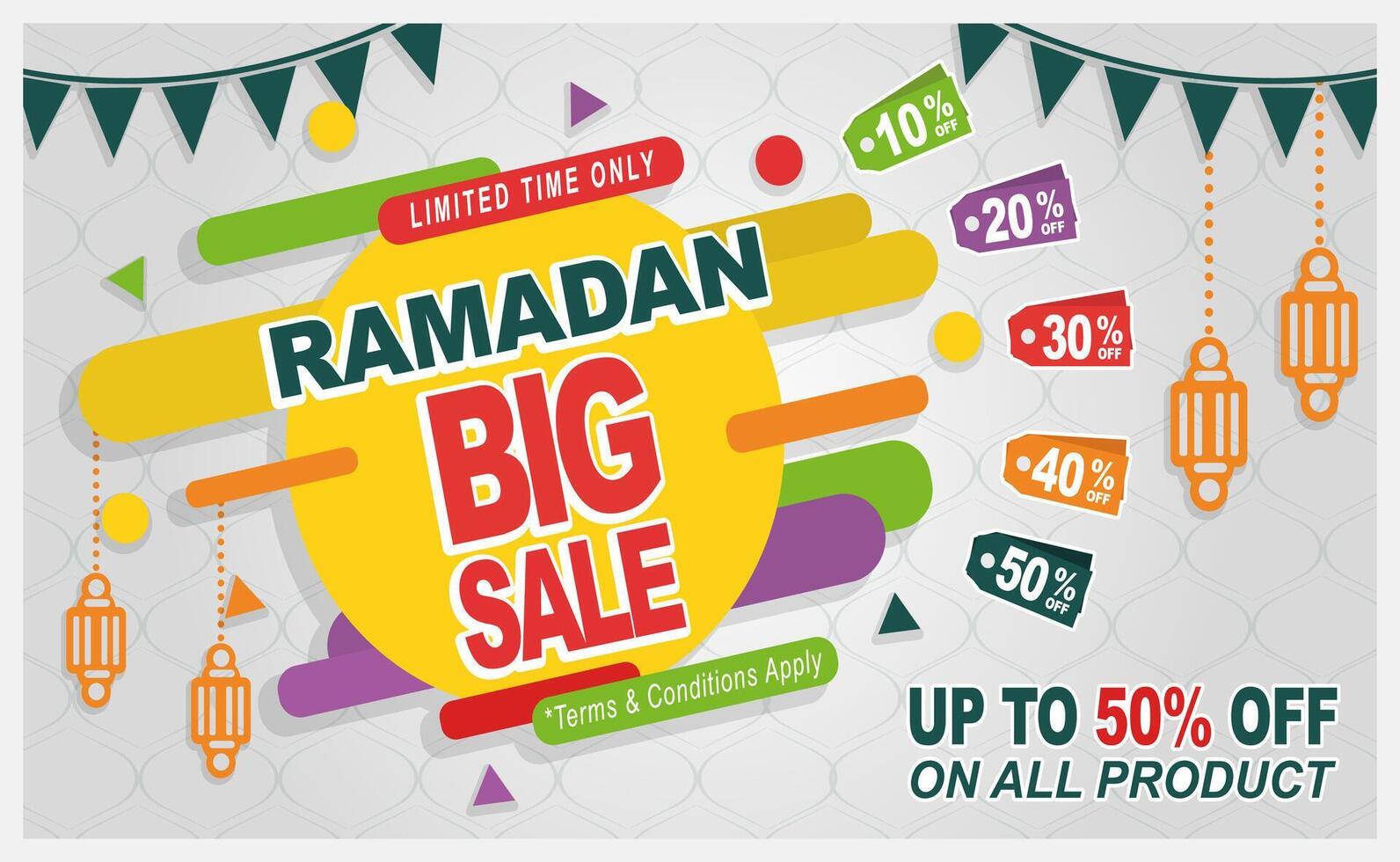 Ramadan sale discount horizontal flyer template vector