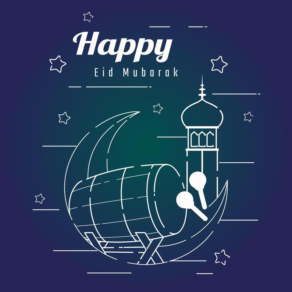 modern linear decoration illustration eid mubarak background vector