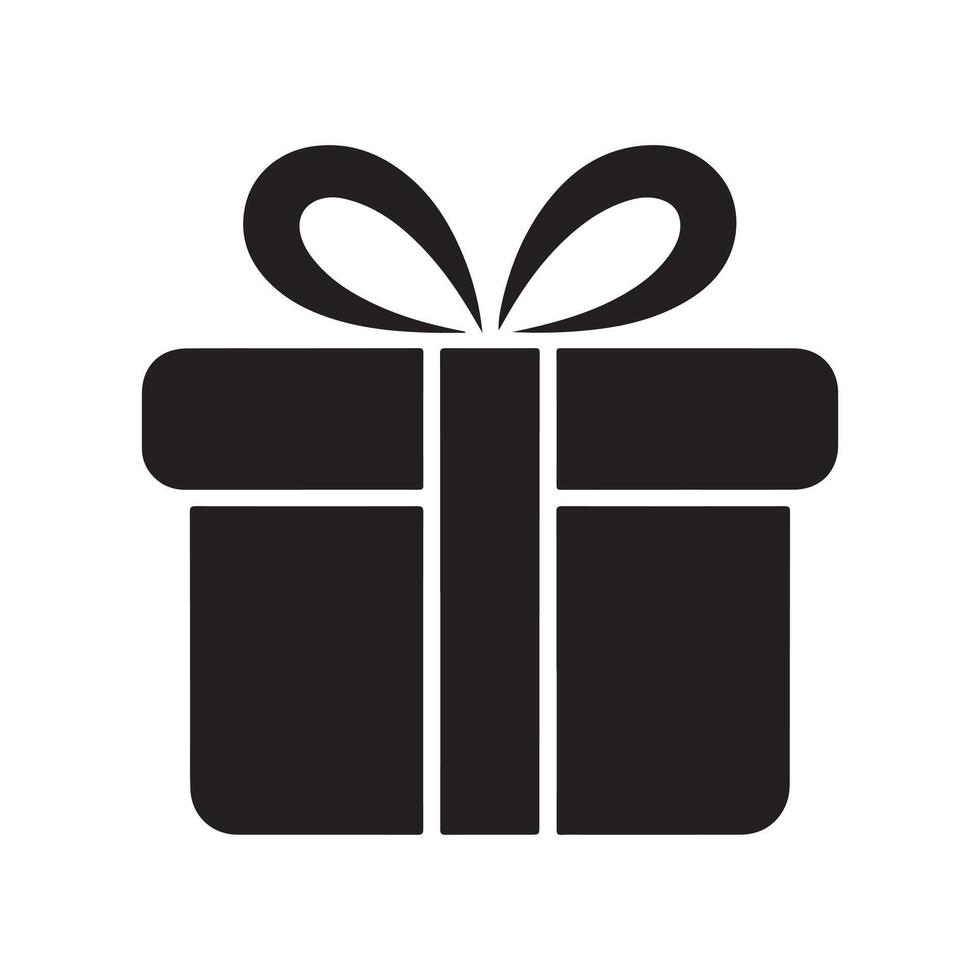 Simple Black Gift Box Icon vector