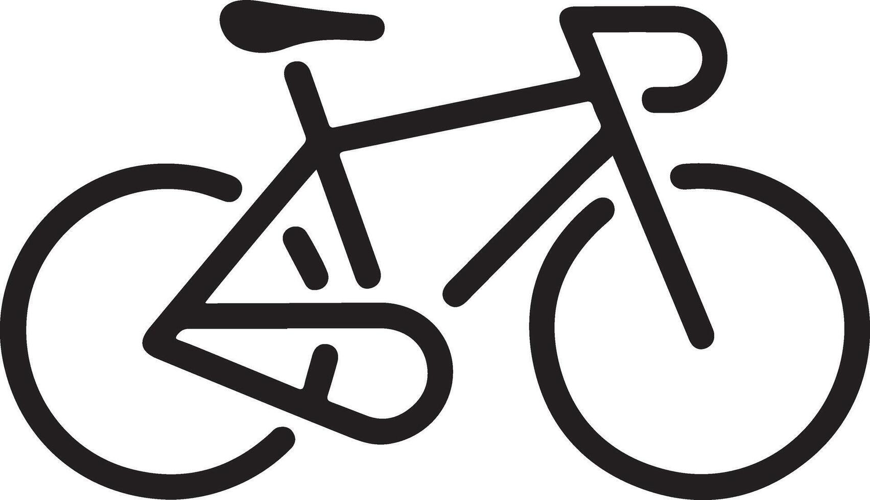 Simple black line drawing of a road bicycle. vector
