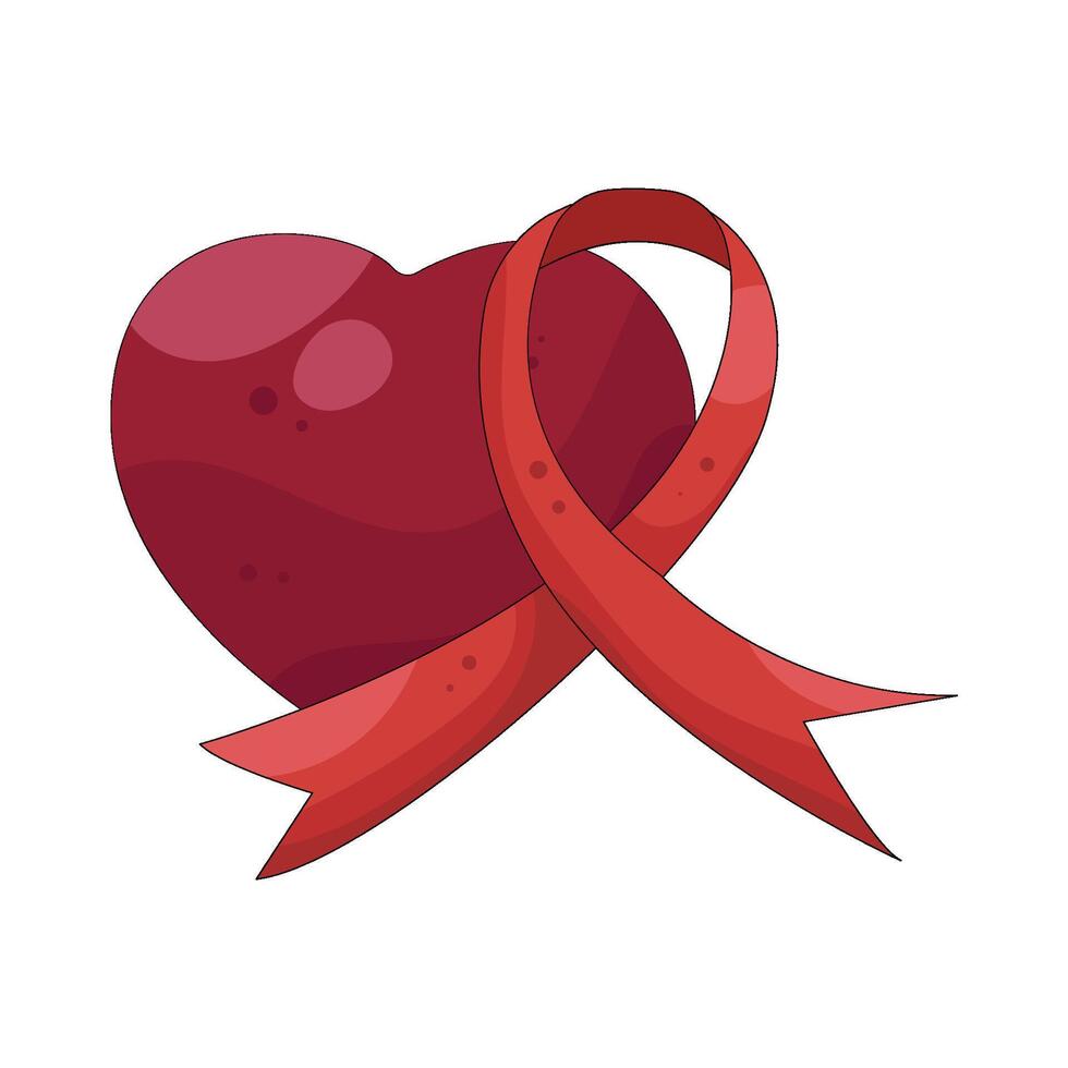 Heart and Red Aids Ribbon vector