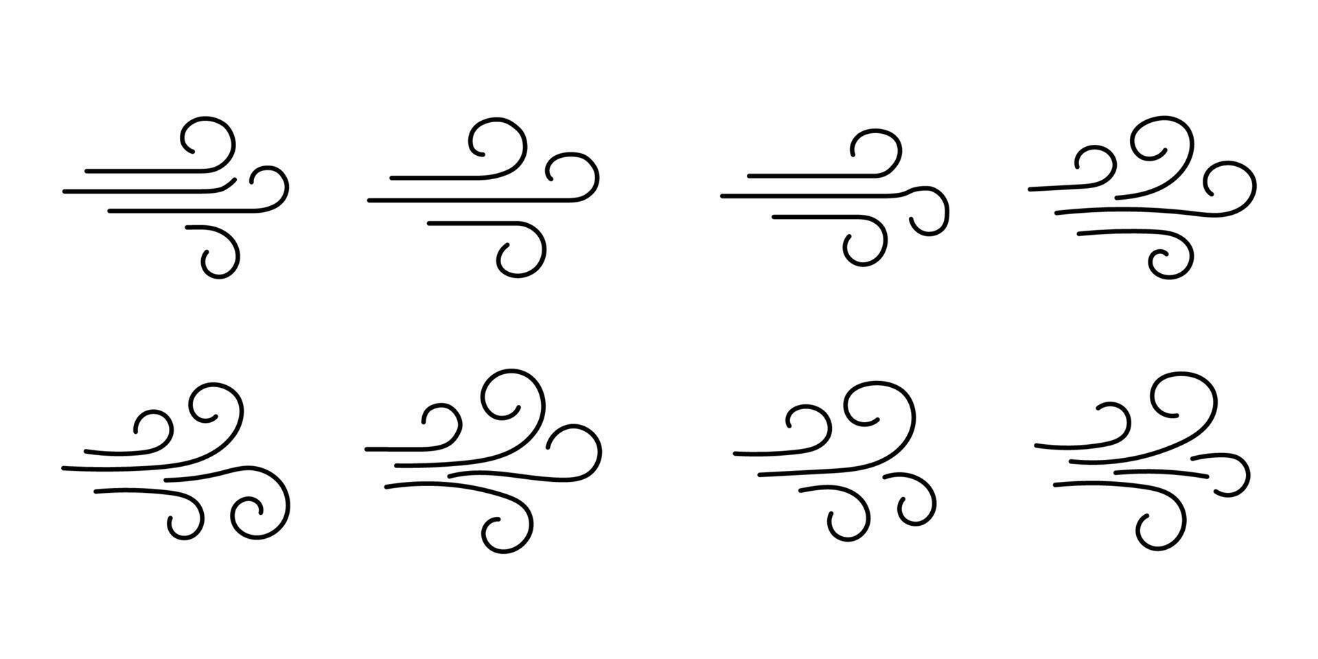 Wind blow line icon set. Cloud air isolated speed symbol. Wind blow air line icon. illustration. vector