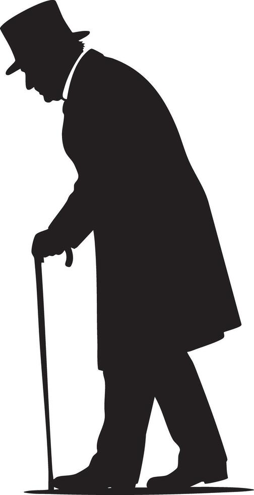 Echoes of a Bygone Era - The Distinguished Figure in Top Hat and Cane vector