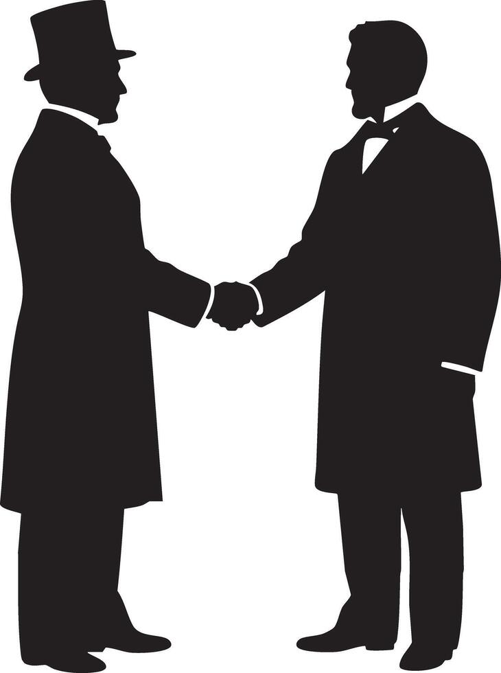 Gentlemen's Agreement Silhouette - Vintage Handshake and Partnership vector