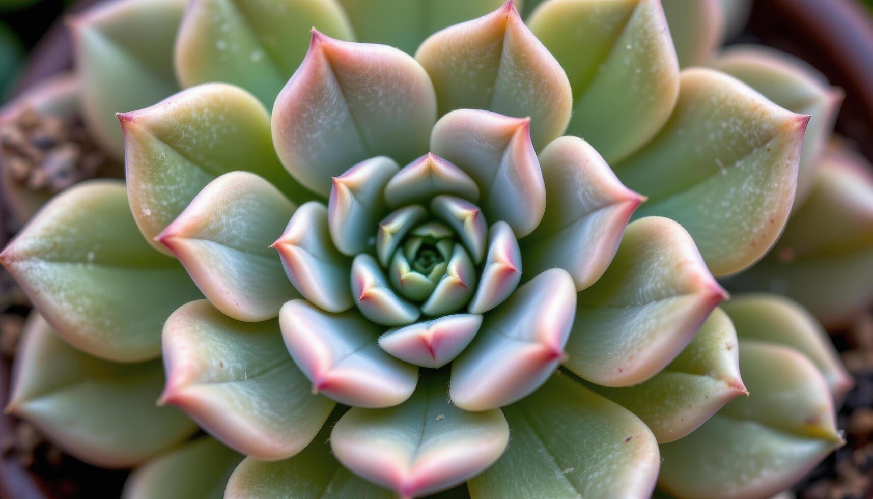 close up view of a soft rosette of graptopetalum paraguayense with pastel toned, plump leaves. photo