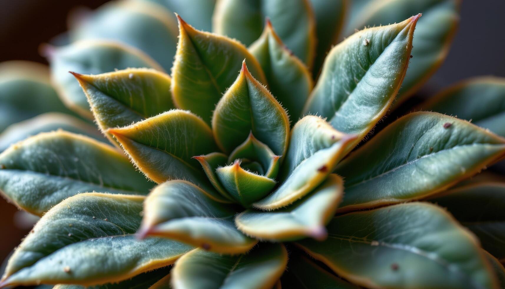 close up view of a panda plant with soft, fuzzy gray leaves tipped with brown edges glowing under warm light. photo