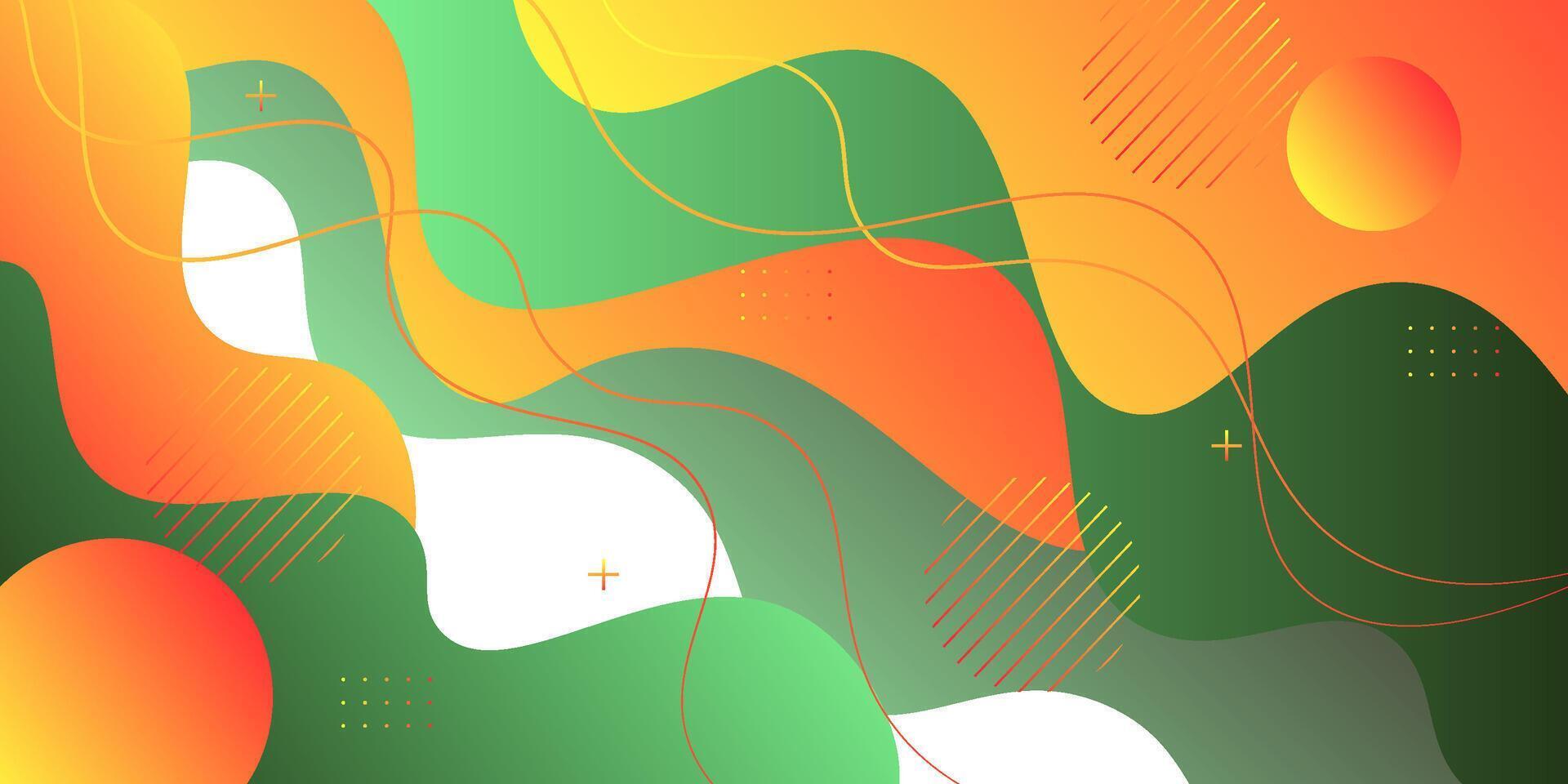 Abstract green and orange fluid wave background. Trendy wave shape with modern pattern design. eps10. vector