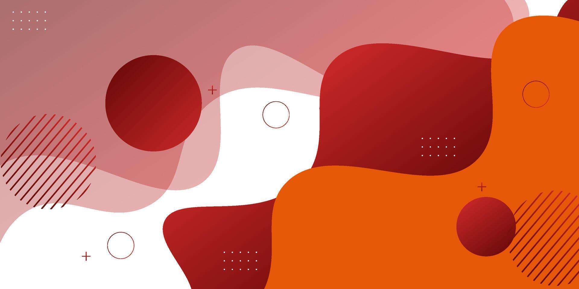 Red and orange geometric business banner design. Creative banner design with wave shape as template. Simple design on white horizontal banner. Eps10 vector