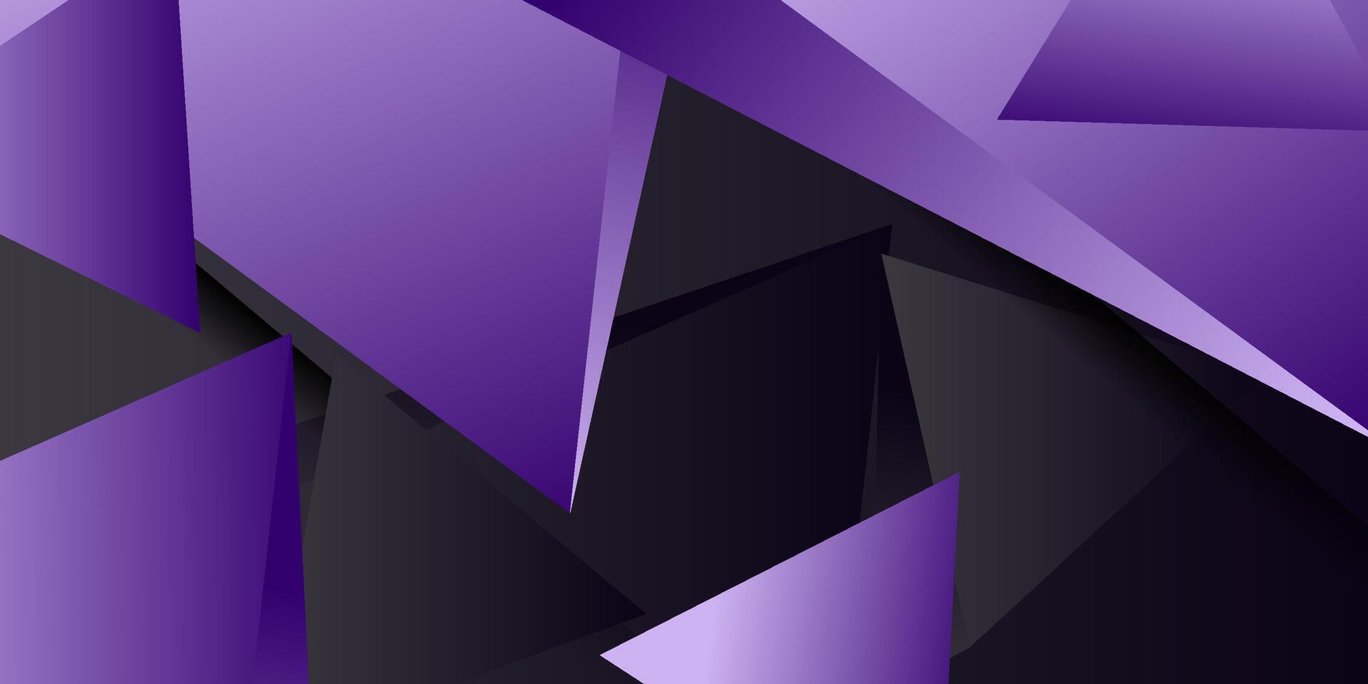 Abstract black paper cut background. Simple diagonal overlapping shapes pattern with purple triangle design. EPS10. vector