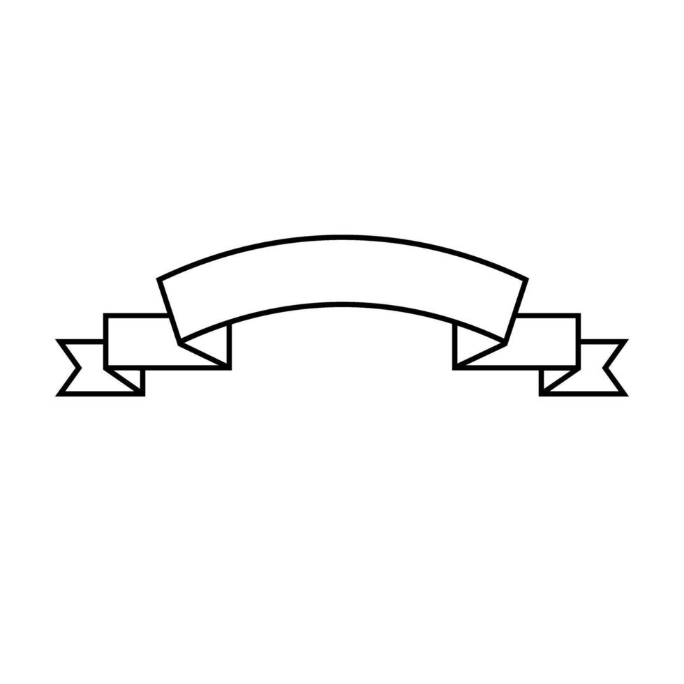 decorative ribbon icon over white background, line style, illustration. Banner ribbon web logo. vector