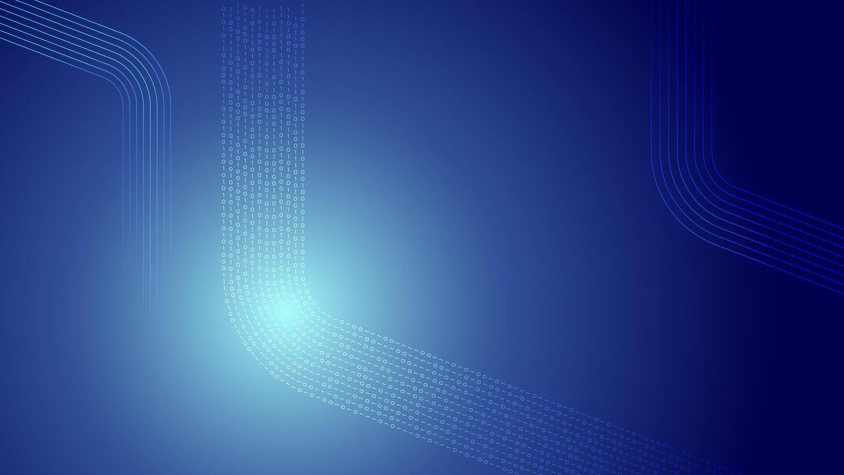 Binary Code Flow Background with Blue Gradient vector