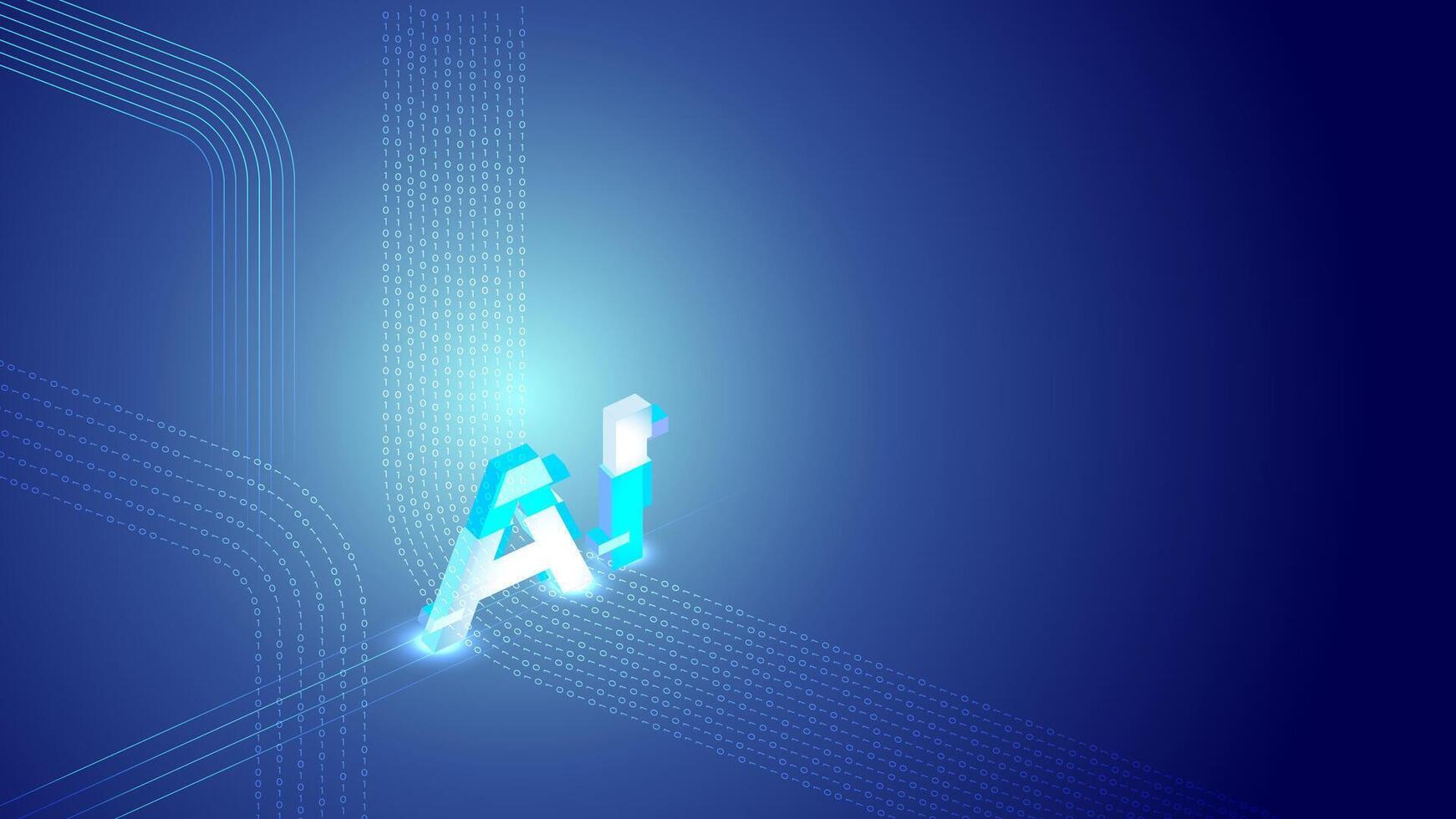 AI Technology Background with Binary Code Flows vector