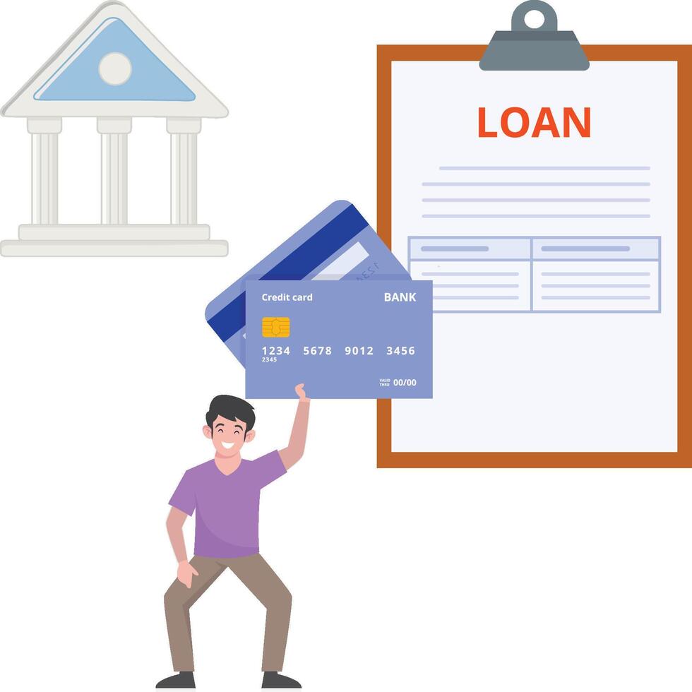 Man holding credit card Illustration vector