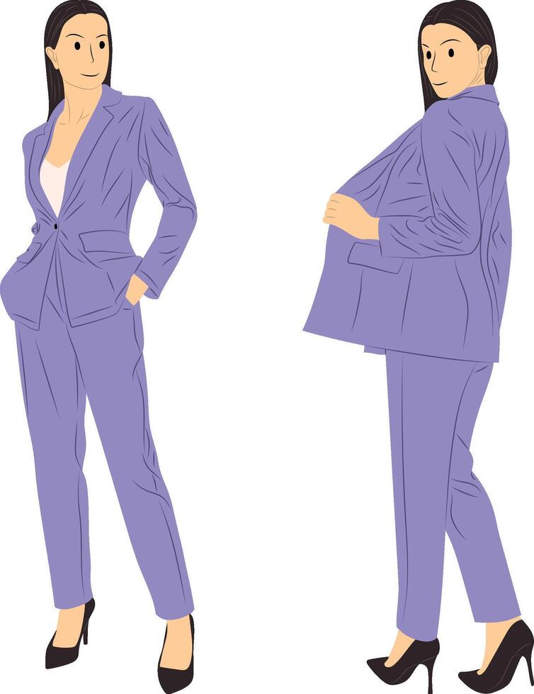 Businesswoman Standing Pose. Professional Female Character Illustration. vector