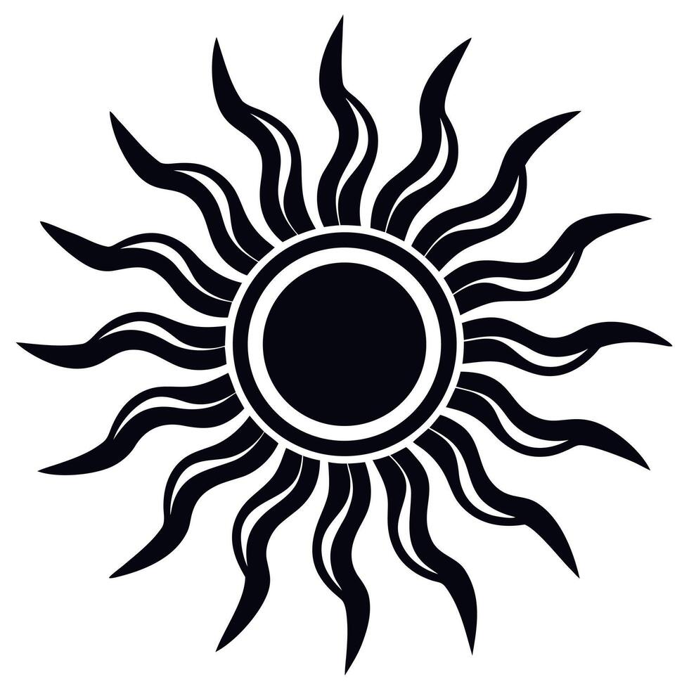 Bohemian Minimalist Sun with Wavy Rays vector