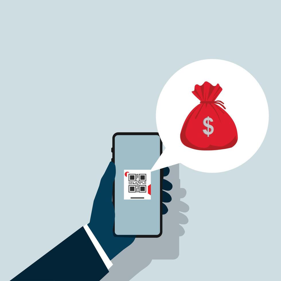 Scanning QR Codes for Easy Mobile Payments and Financial Rewards vector