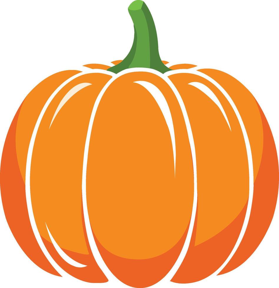 illustration of an orange pumpkin with a green stem, isolated on a white background. The design is clean, stylized, and ideal for autumn, Thanksgiving, or Halloween-themed graphic projects vector