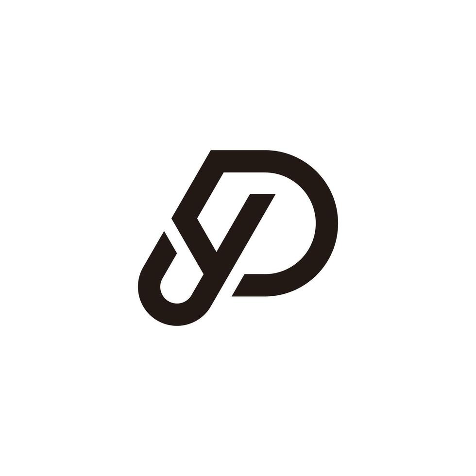 letter jp simple geometric linked lines logo vector