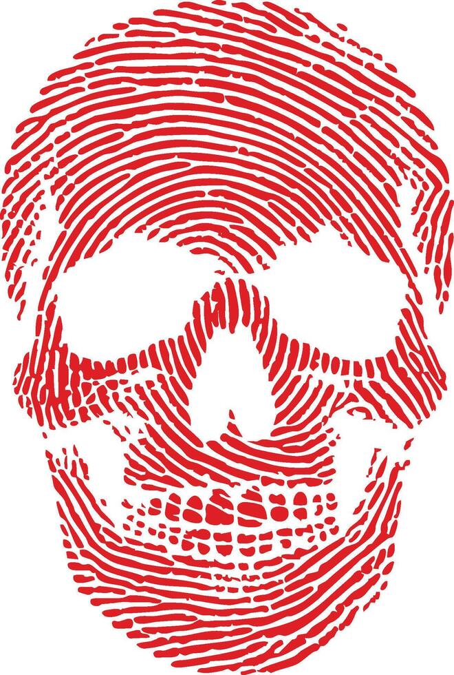 Red skull fingerprint vector