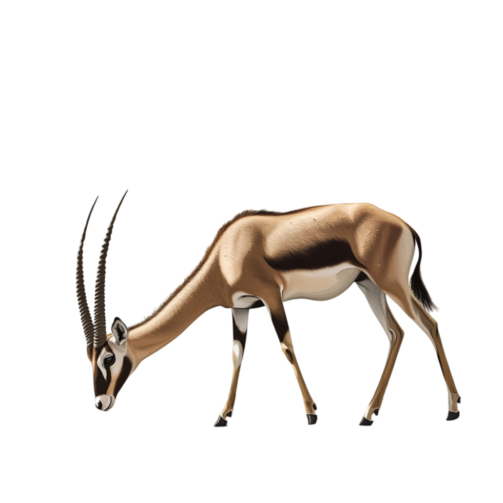 Antelope in Grazing Pose with Realistic Texture png
