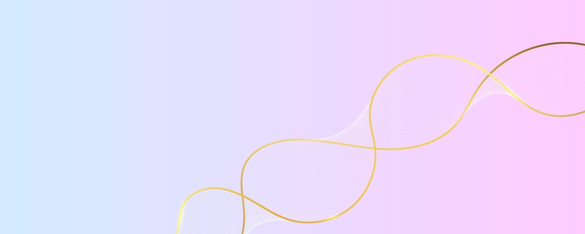 Minimal pastel background with golden wave lines, elegant and soft design for feminine themes vector