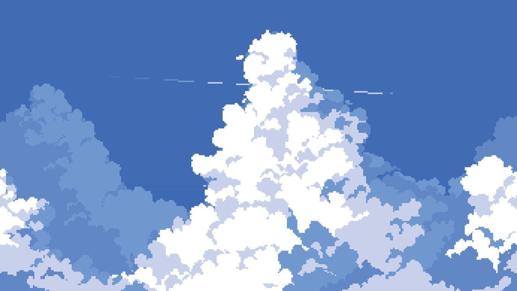 beauty cloud landscape background in pixel art style vector