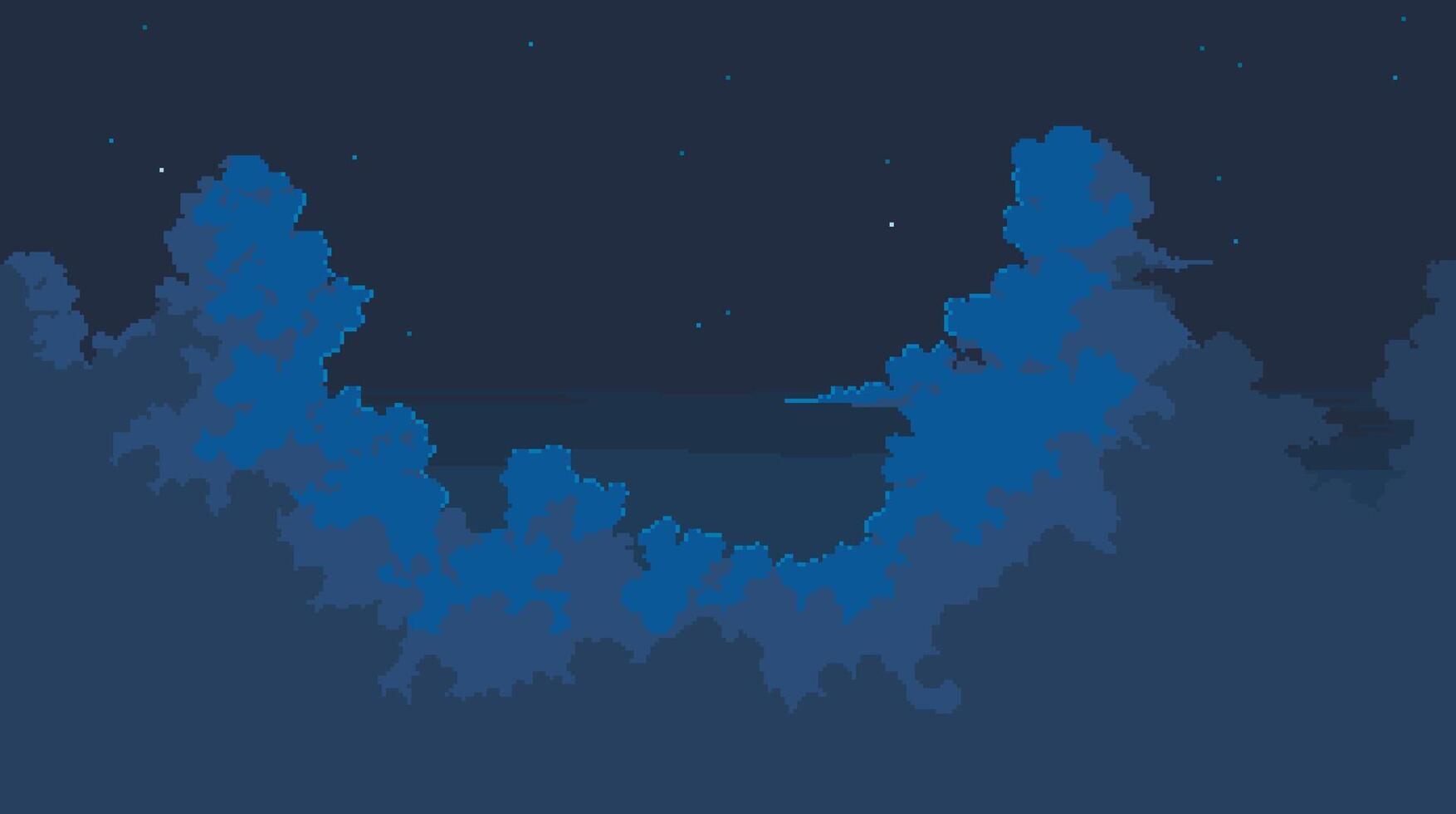 night cloud view landscape in pixel art style vector