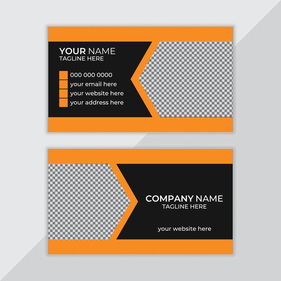Double-sided creative modern business card, black and cyan color, stylish business card template with abstract background, and image, style, visiting card. vector