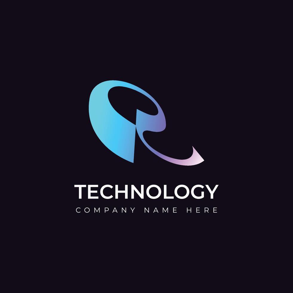 Tech Minimalist R letter Logo design vector