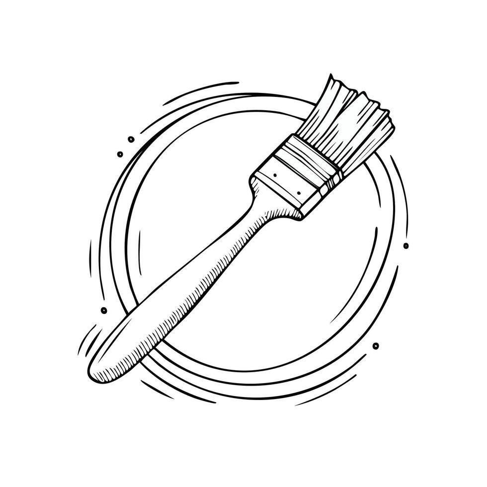 A brush is drawn in a circle on a white background vector