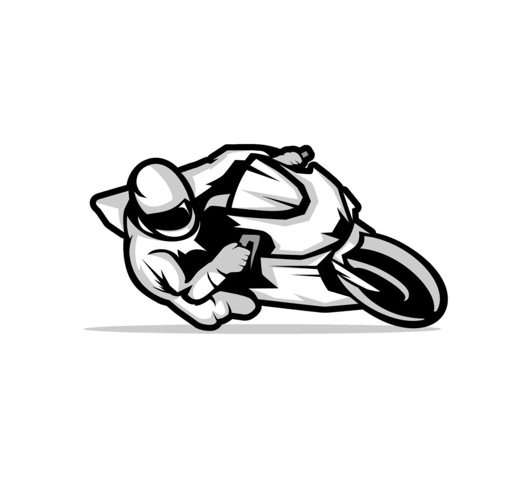 black and white of a motorcycle racer sportbike illustration vector