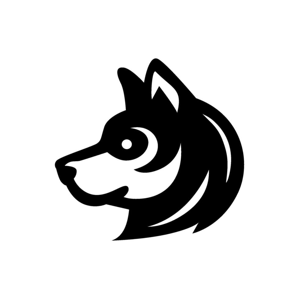 Black and white husky dog head profile logo design vector