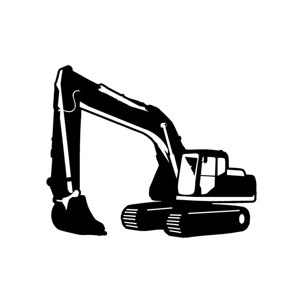 black icon silhouette of excavator vector