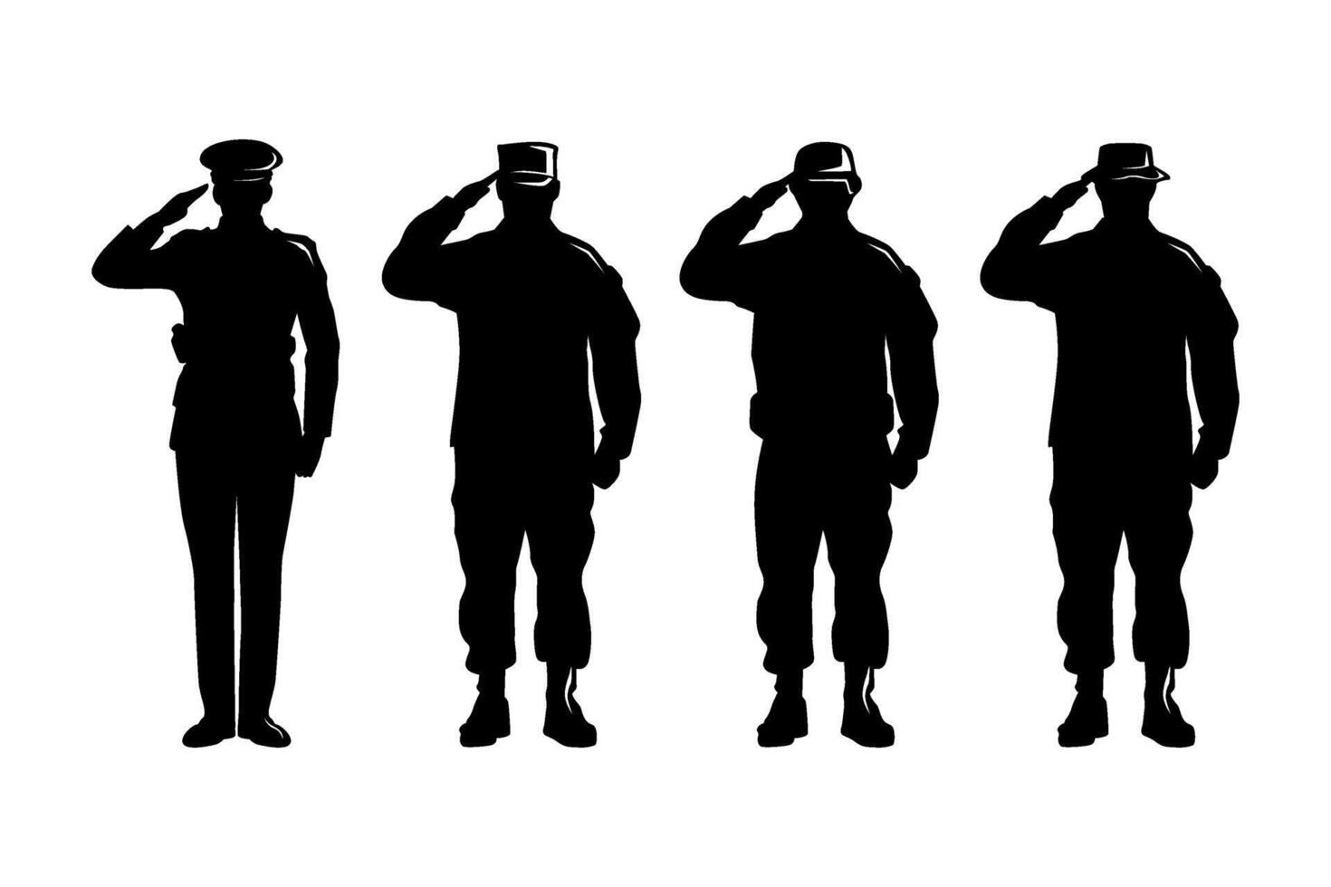 silhouette of soldiers saluting vector