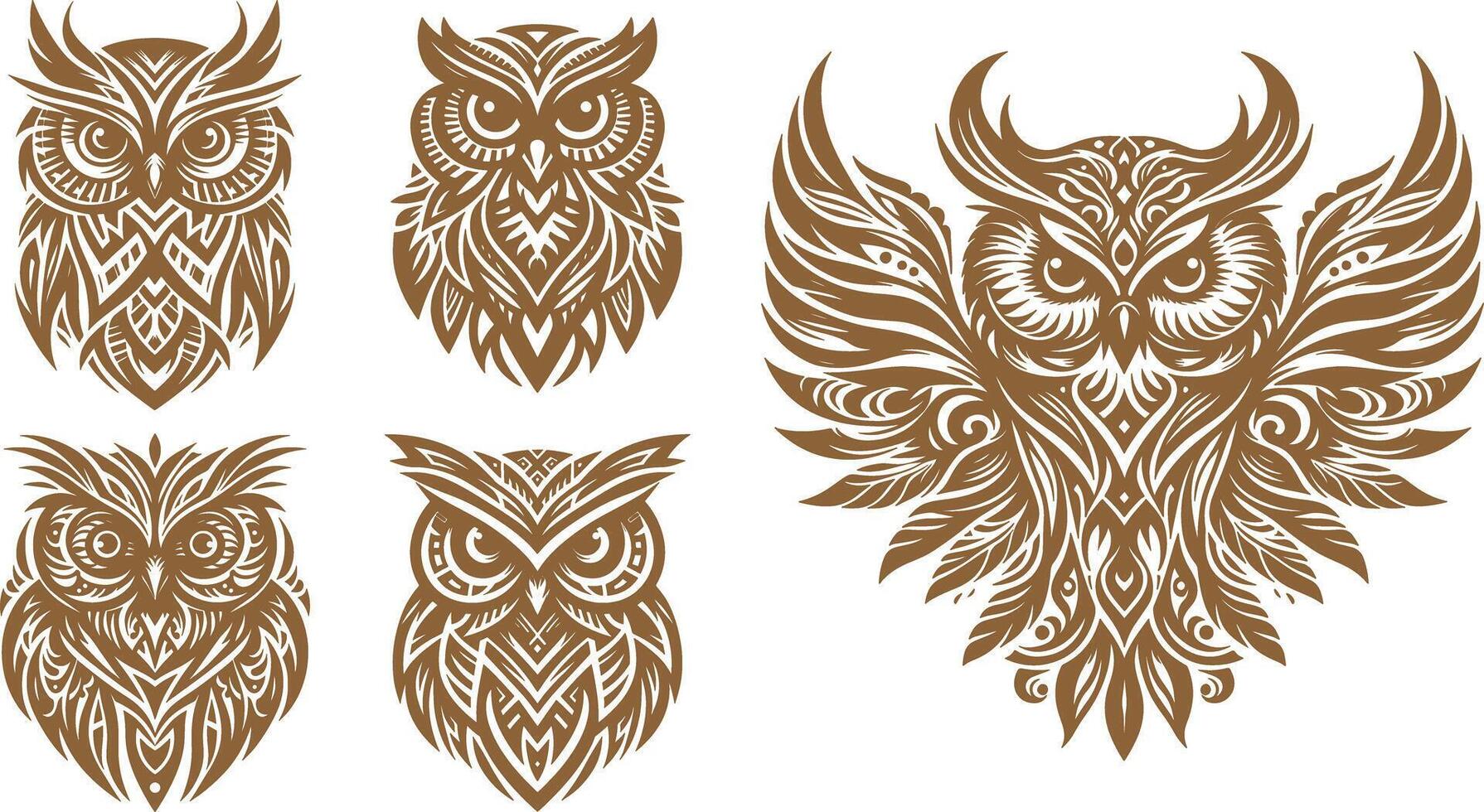 Decorative Tribal Owl Art Tattoo Stencil Design vector