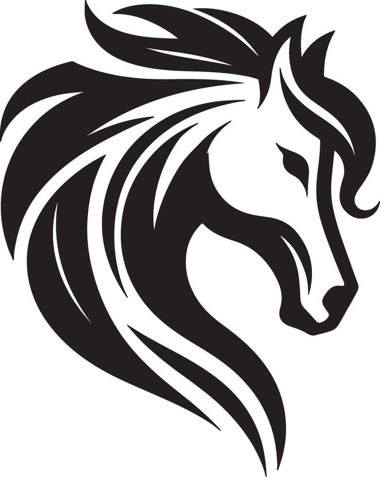 A horse head logo with a black and white design vector