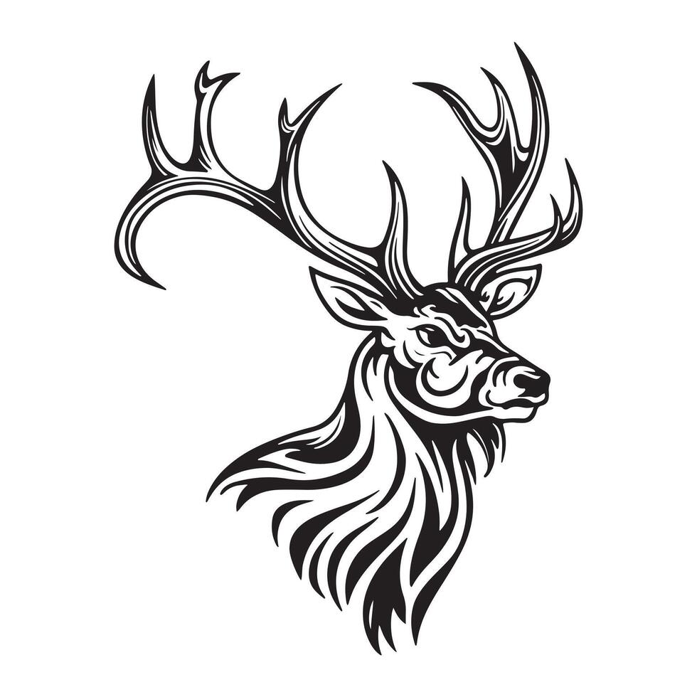 Elegant Deer Silhouette Line Art Illustration vector