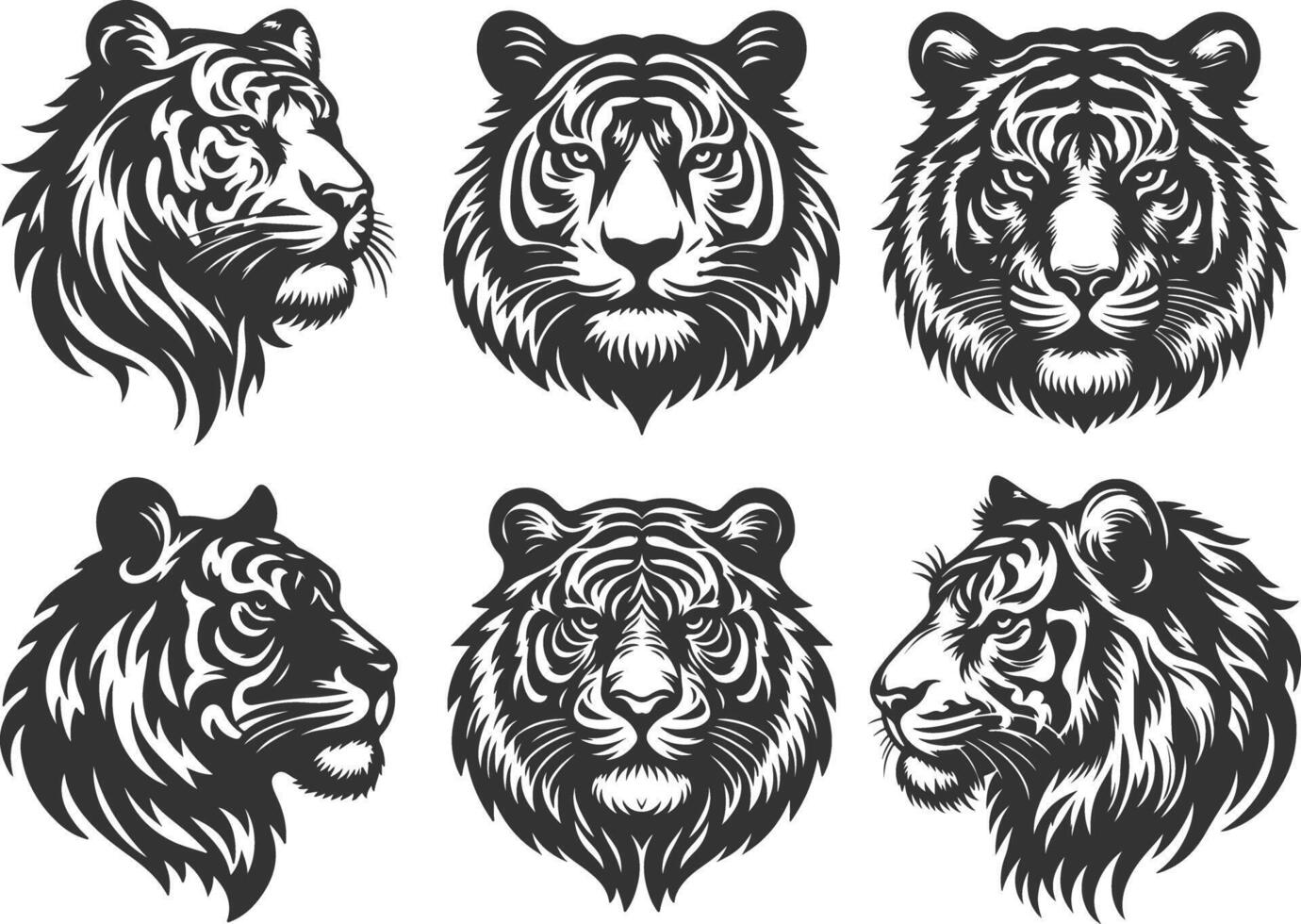 Vintage Tiger Head Emblems for T-Shirt or Logo Design vector