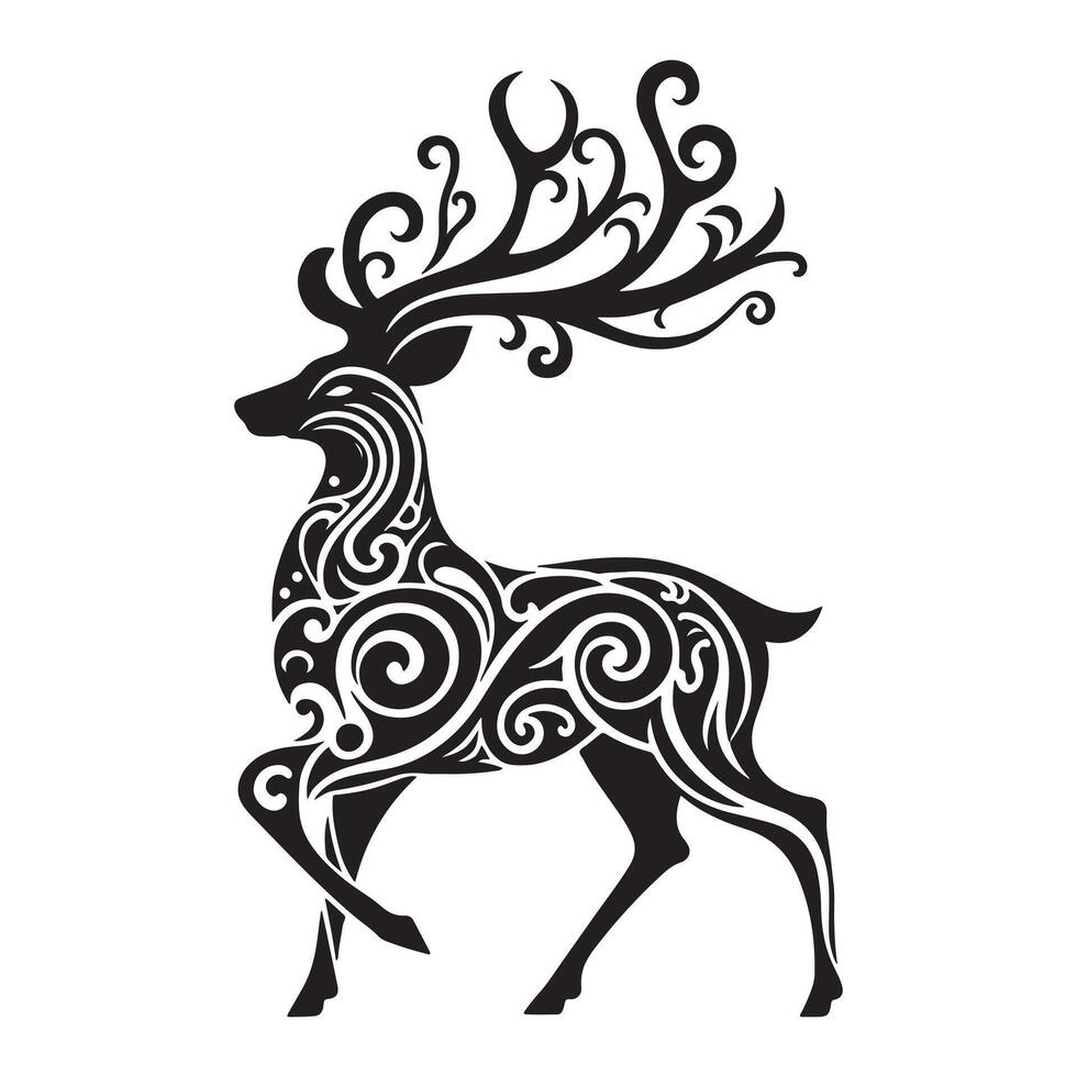 Black Tribal Deer Graphics Tattoo Inspiration vector