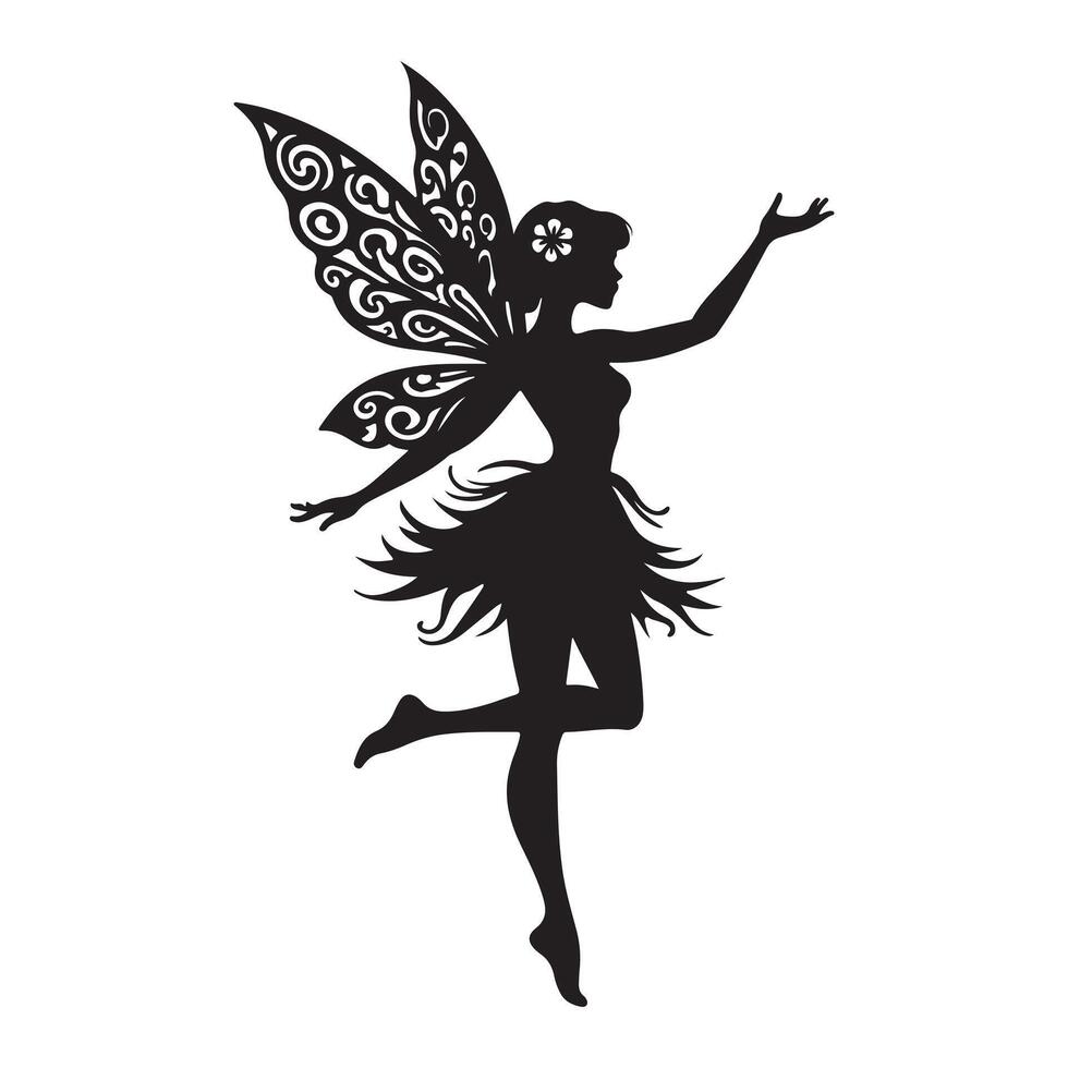 Silhouette of a fairy with wings vector