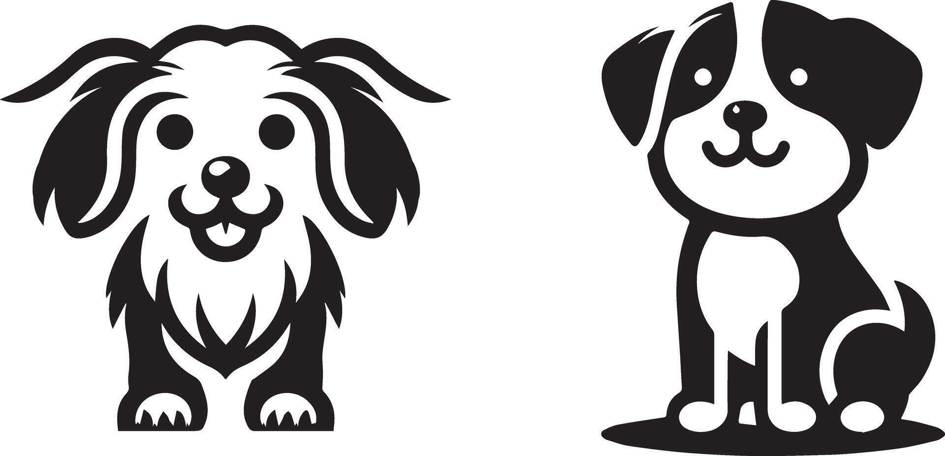 Black and White Puppy Mascot Illustrations vector