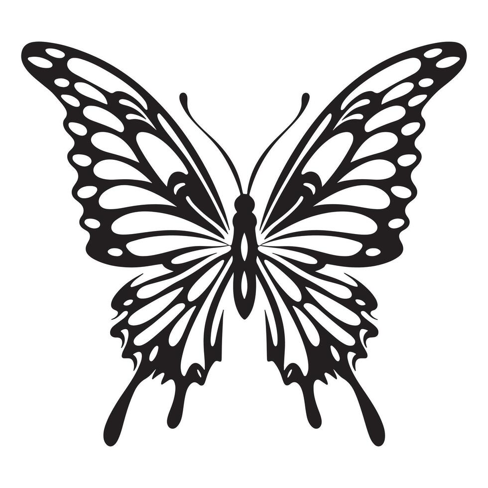 Bold Tribal Butterfly Outline for Tattoos and Prints vector