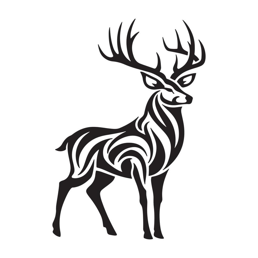 Hand Drawn Deer Silhouette Artwork vector
