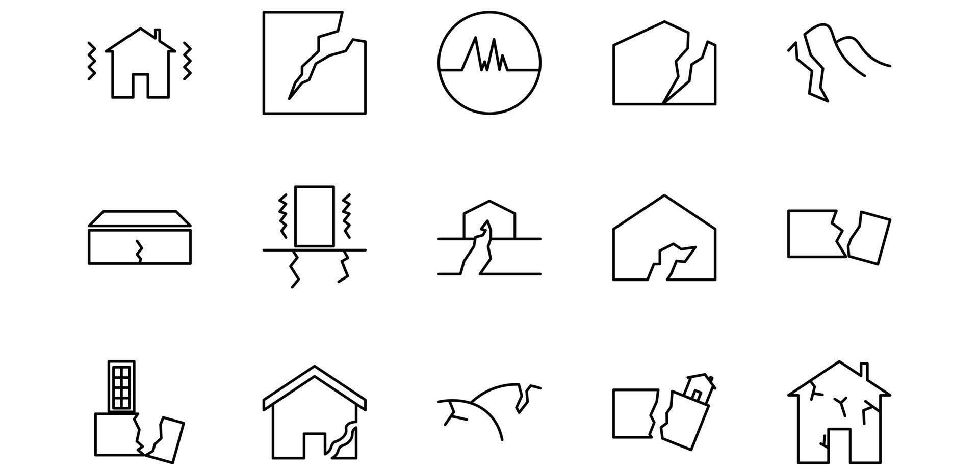 illustration of line earthquake icon pack vector