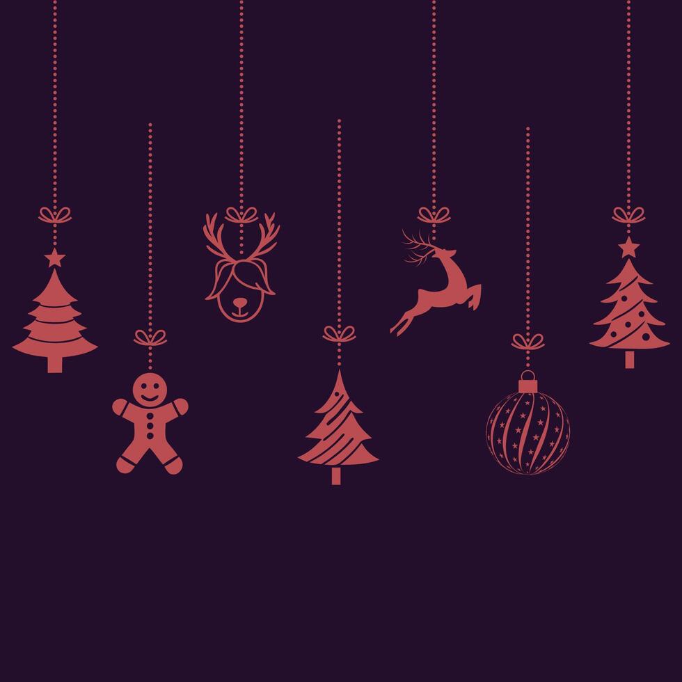 Christmas Icons dear tree doll Hanging Ornaments vector